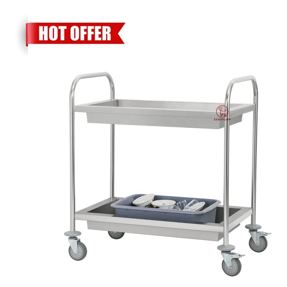 China OEM Manufacturer Commercial Catering Equipment 2 Tier Utility Bussing Cart Room Service Trolley for Hotels
