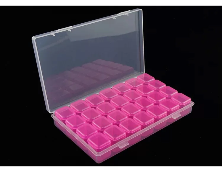 28 Slots Plastic rainbow rose pink purple color Diamond painting beads storage box