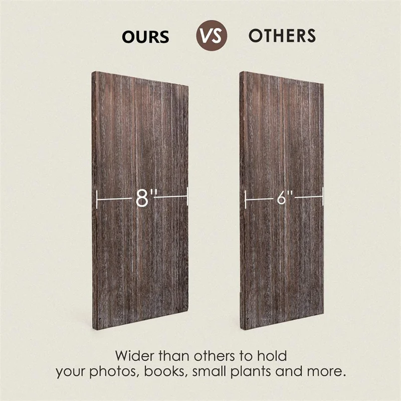 Custom Set of 2 Distressed Wooden Wall Hanging Shelves With Woven Rope Boho Home Decor Storage Organizer Shelf