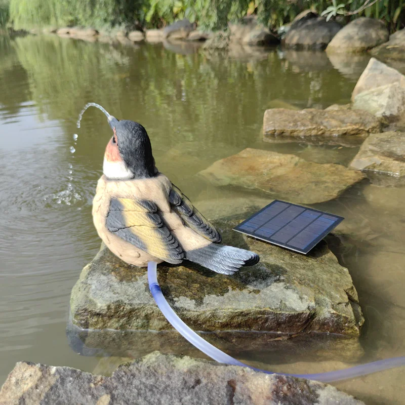 Animal Design Statue Garden Home Decor Bird Waterfall Fountain Statue Resin Decoration Water Feature Solar Water Fountain