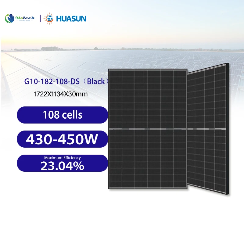 Huasun all powers solar panel 430w 435w 440w 445w 450W black frame Bifacial HJT Half Cell perovskite solar modul panel