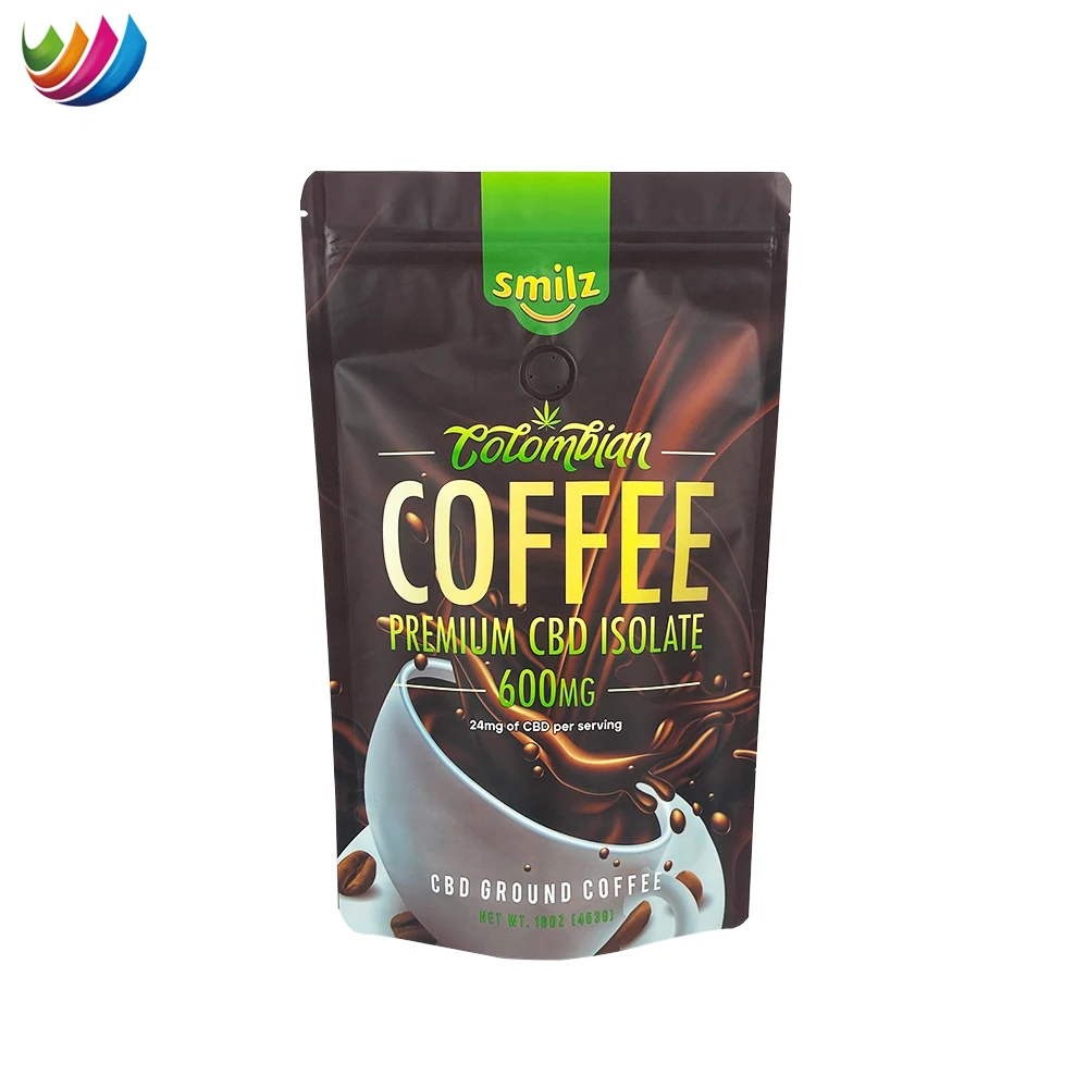 Custom printed 50g 250g 500g 1kg stand up pouch packaging wholesale coffee bag with valve and zipper