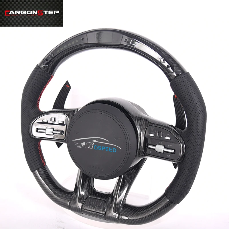 809 Carbon Fiber Steering Wheel LED Steering Wheel For W205 C63AM-G W213 E63 G63AM-G GLS63S GLA45 A45