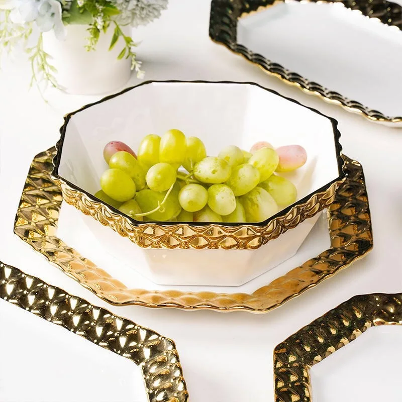Wholesale 2022 New Products Luxury Porcelain Tableware Dinnerware With Gold Rim