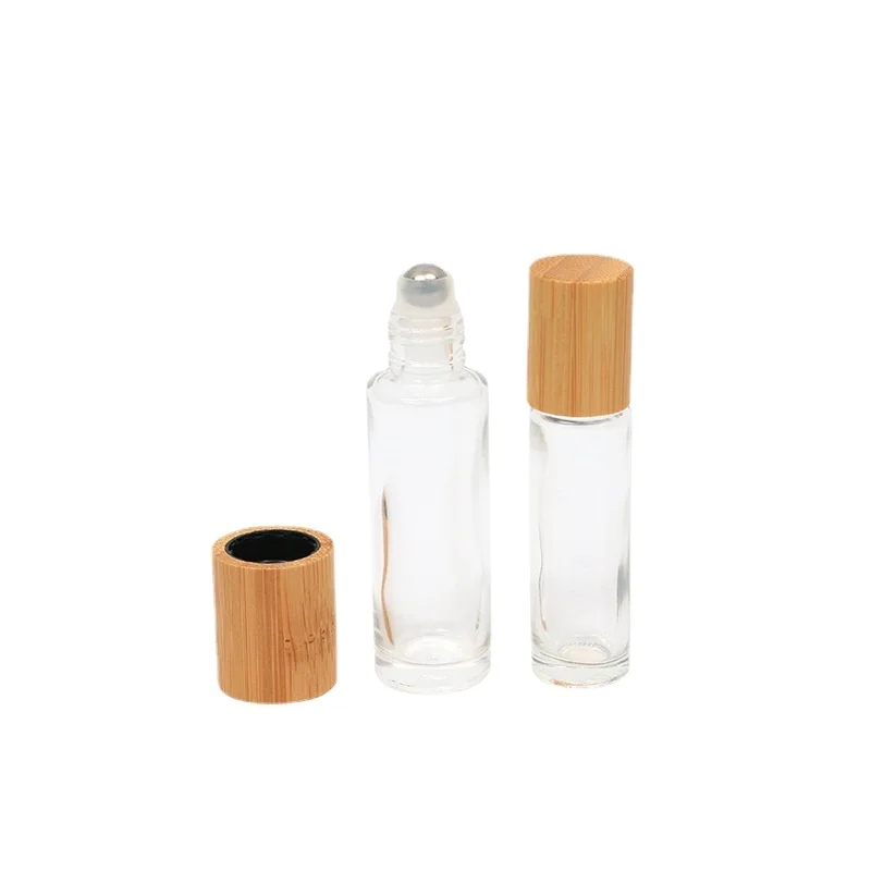Natural 10ml 5ml Bamboo Wood Roll On Ball Bottle With Window Essential Oil Sub-bottling Perfumes Roller Bottle