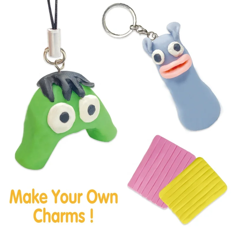 Microwaveable Polymer Clay Charms DIY Craft kits Slime art Oven Bake Clay Polymer Clay Charm Pendant Key Rings
