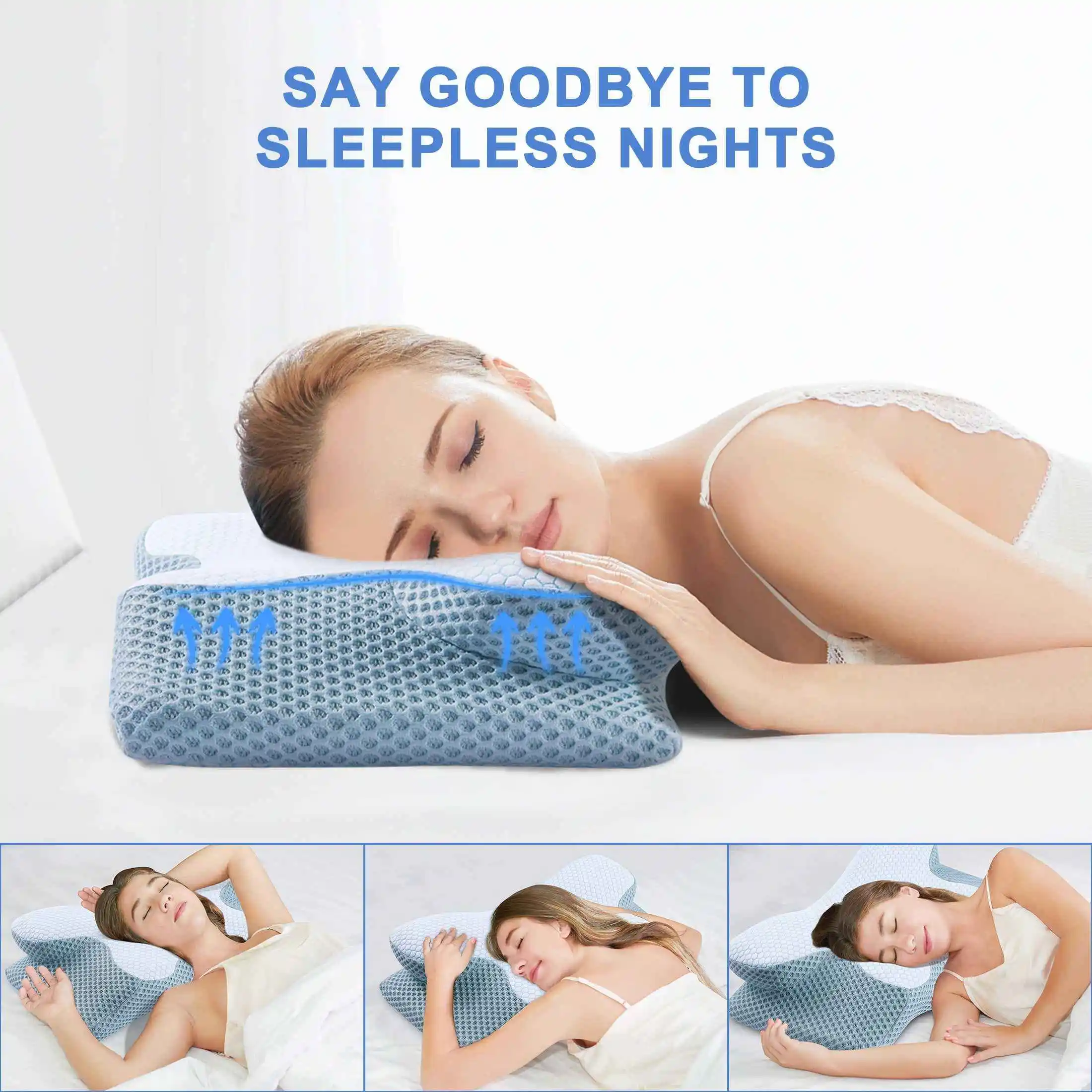 China hotel white standard cervical memory foam pillow orthopedic pillow for neck pain