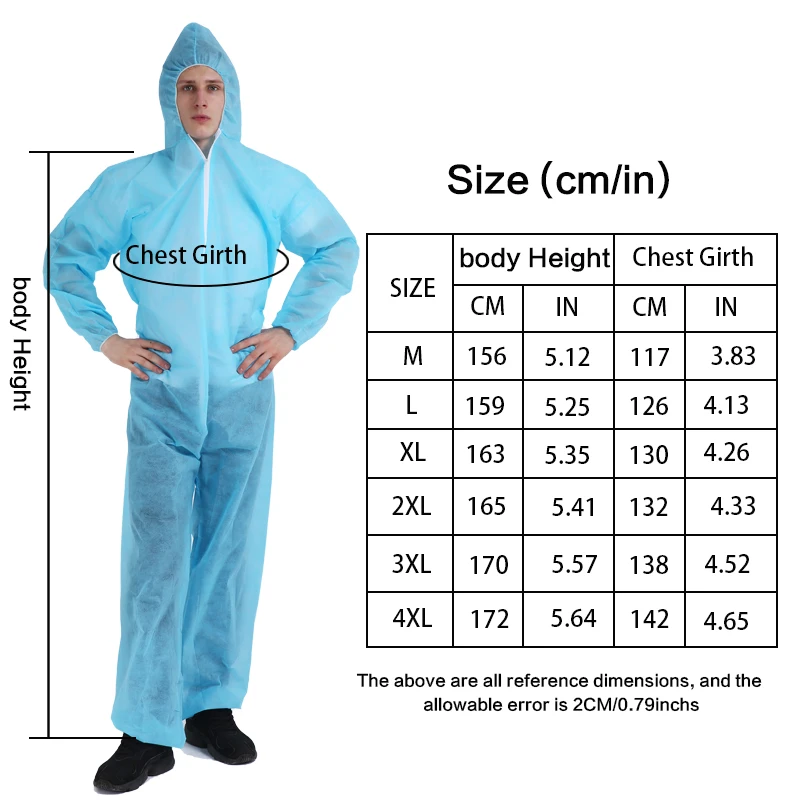 40g Work Wear Personal Protective Equipment Dustproof PP Non Woven Disposable Coverall