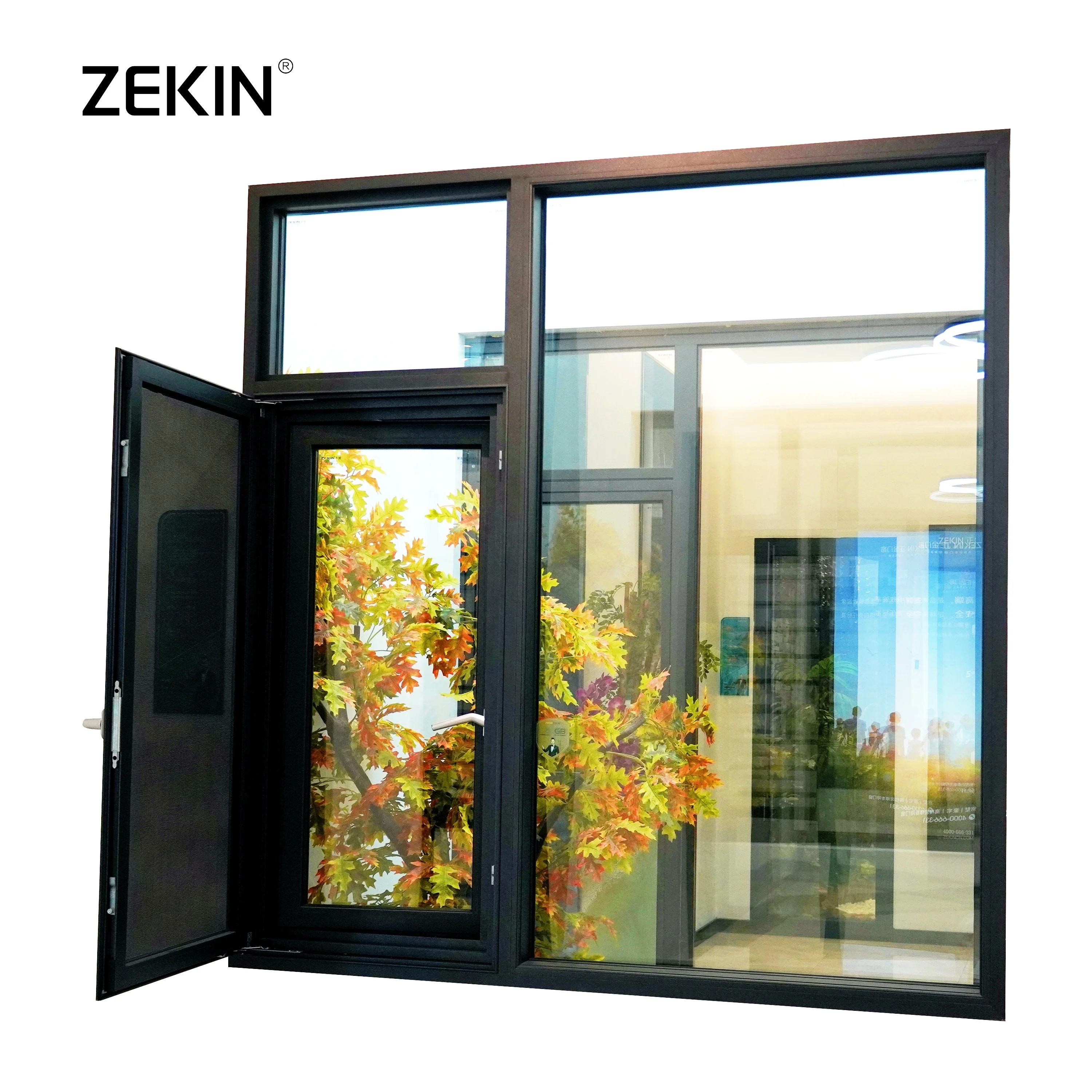 customized aluminum window hollow double tempered glass with mosquito screen soundproof insulation outward open Casement Windows
