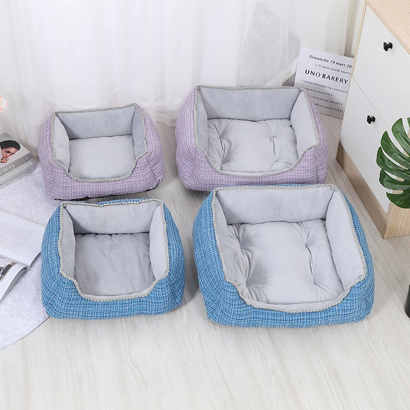 OEM Factory Luxury Pet Bed High-Modern Small XL Suede Plush Linen PP Cotton Animal Solid Breathable Travel Friendly Dogs Cats