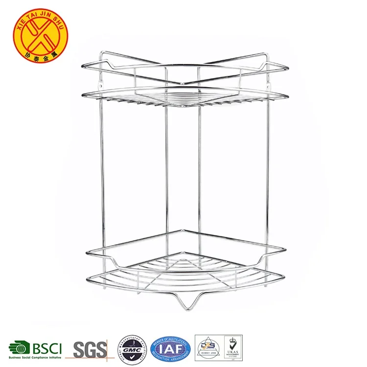 High quality customized two tier glass shelf hanging bathroom basket shelf