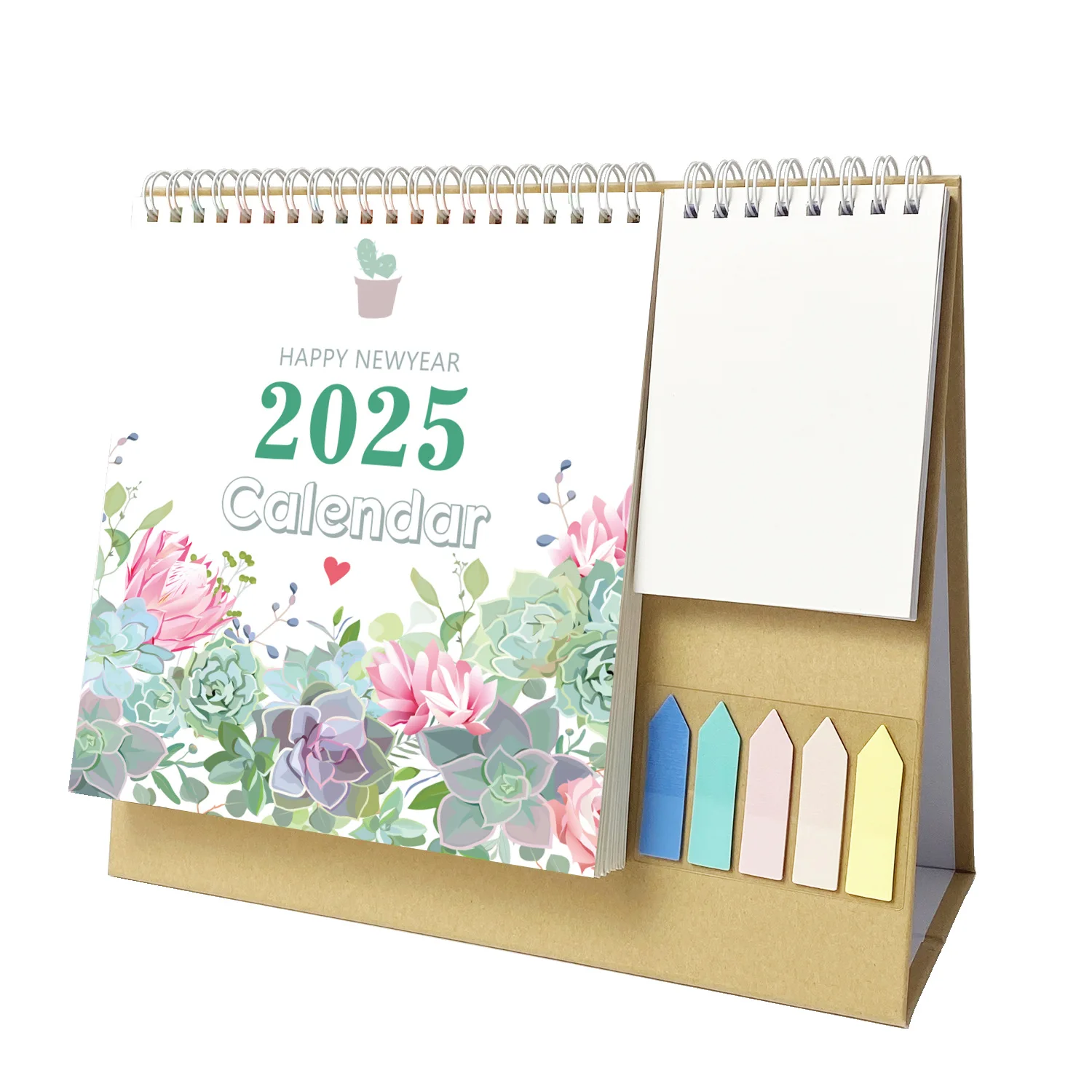 Multifunction 2025 New Schedule Record Planning Pocket Storage with Sticky Notes Spiral Memo table calendar Office desk calendar