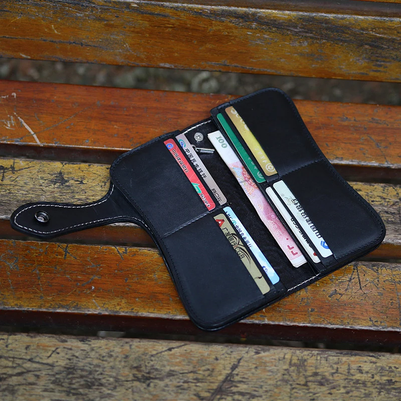 Genuine Leather Luxury Biker Wallet Premium Cowhide Leather Custom Logo Embossed Biker Wallet Chain