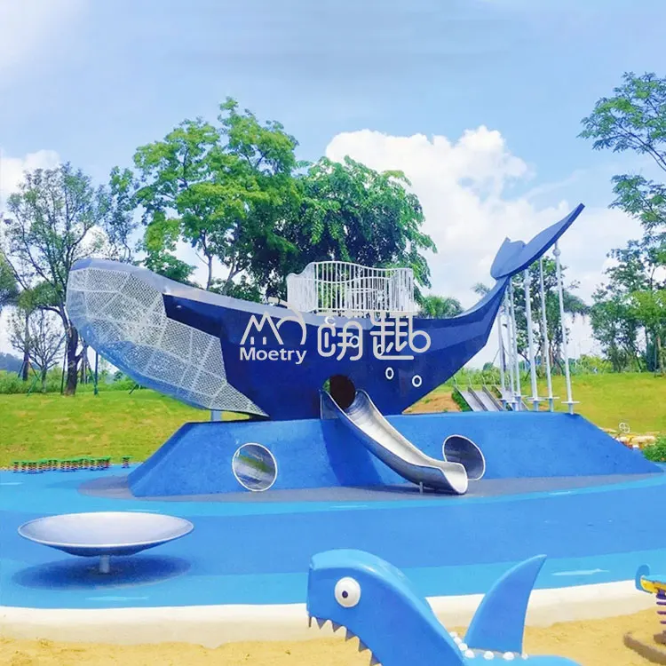 Moetry Ocean Theme Huge Blue Whale Playground Customized Kids Outdoor Play Equipment for Theme Park Ballena Azul