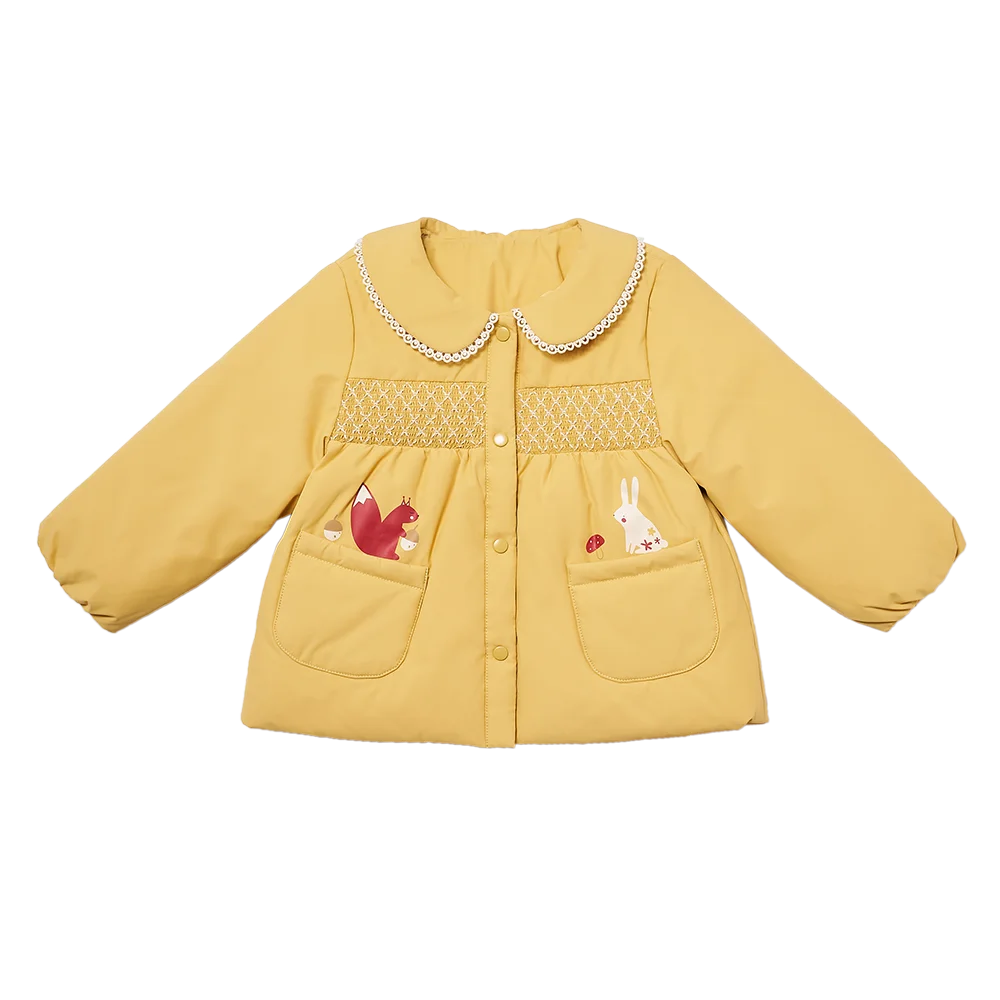 Custom cute girls down jacket animal print pattern children puffer coat white duck down kids winter warm clothes