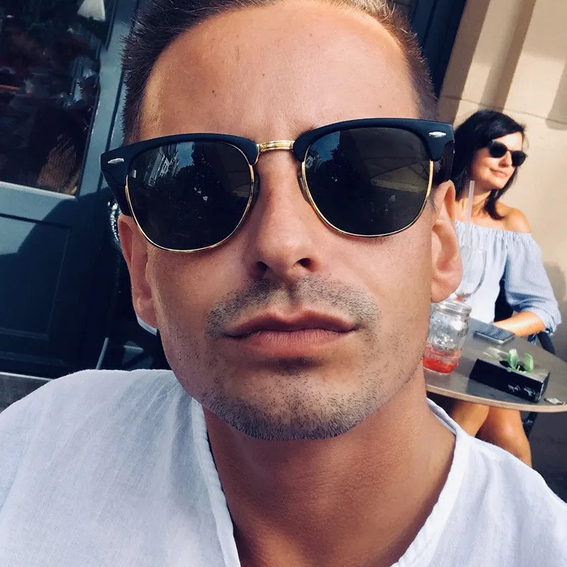 Factory Hot Sale Metal Frame sunglasses Men Women Color Filter Polarized Sports Sunglasses half frame mens vintage sunglasses