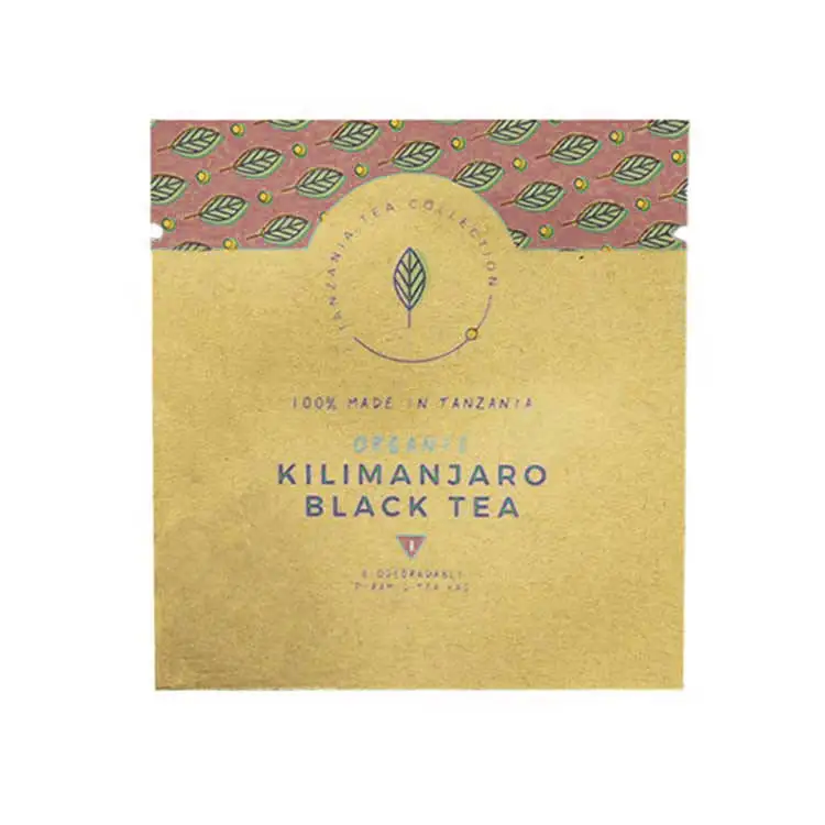 Wholesale Custom Biodegradable Heat Seal 3 Side Seal Tea Coffee Bags Kraft Paper Empty Tea Sachet Packaging