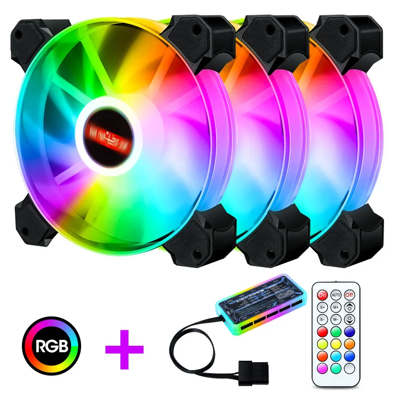 Wholesales Factory RGB 12V Colorful LED PC Fans with Controller for PC