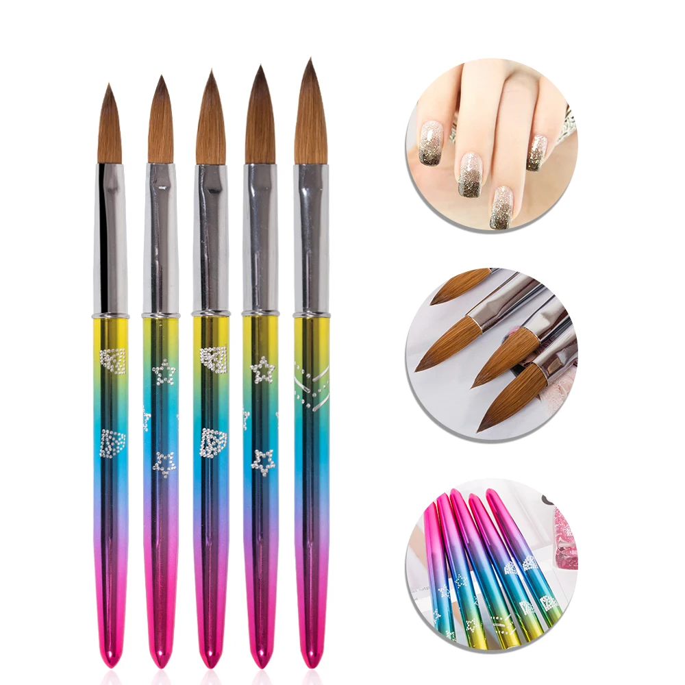 Профессиональная акриловая кисть для ногтей GUYO Kolinsky с градиентными цветами и ПВХ трубками