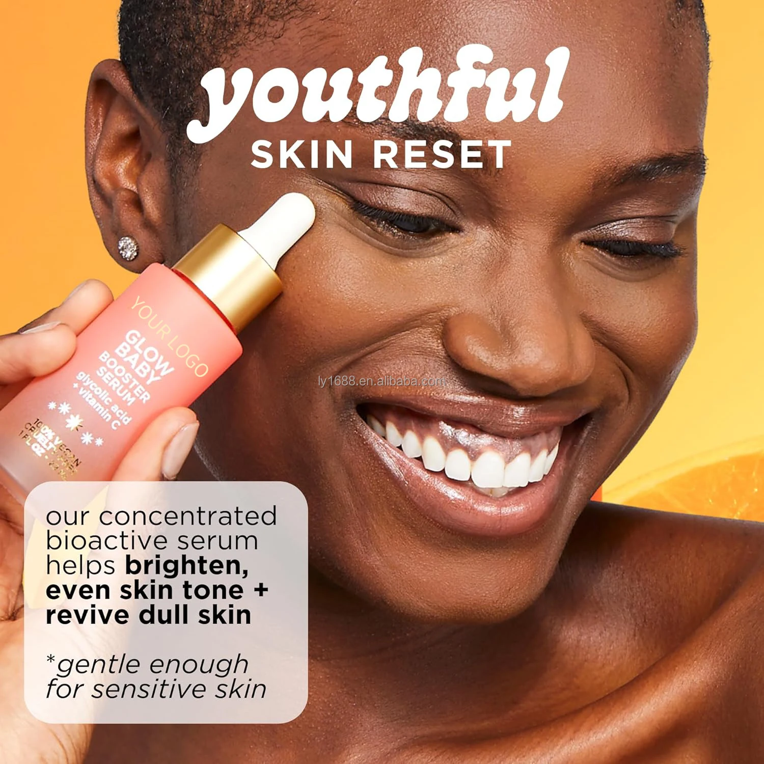 Glow Baby Vitamin C Booster Serum for Face Natual Vegan Moisturizing Fresh Brightening Luminous Serum with VC & Glycolic Acid