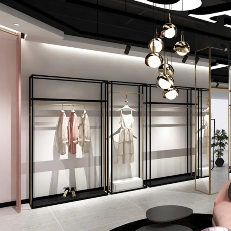 
 Индивидуальный дизайн одежды, стеллаж для женской одежды, двухслойная железная вешалка для одежды, стеллаж для магазина одежды  