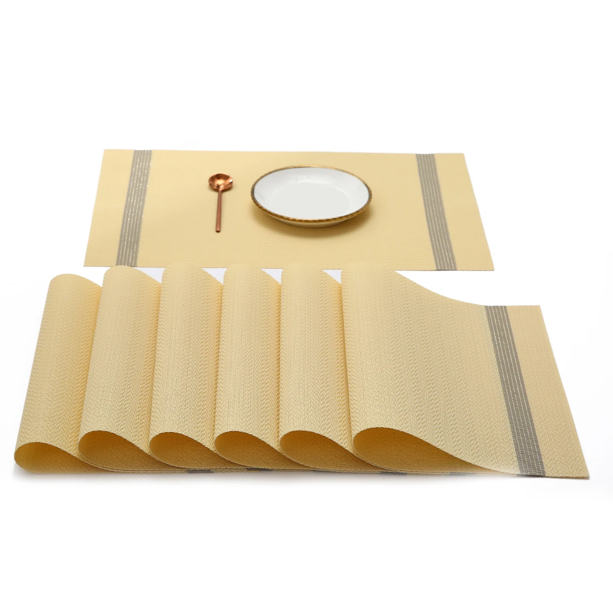 eco-friendly rectangle kitchen pvc leather table placemat