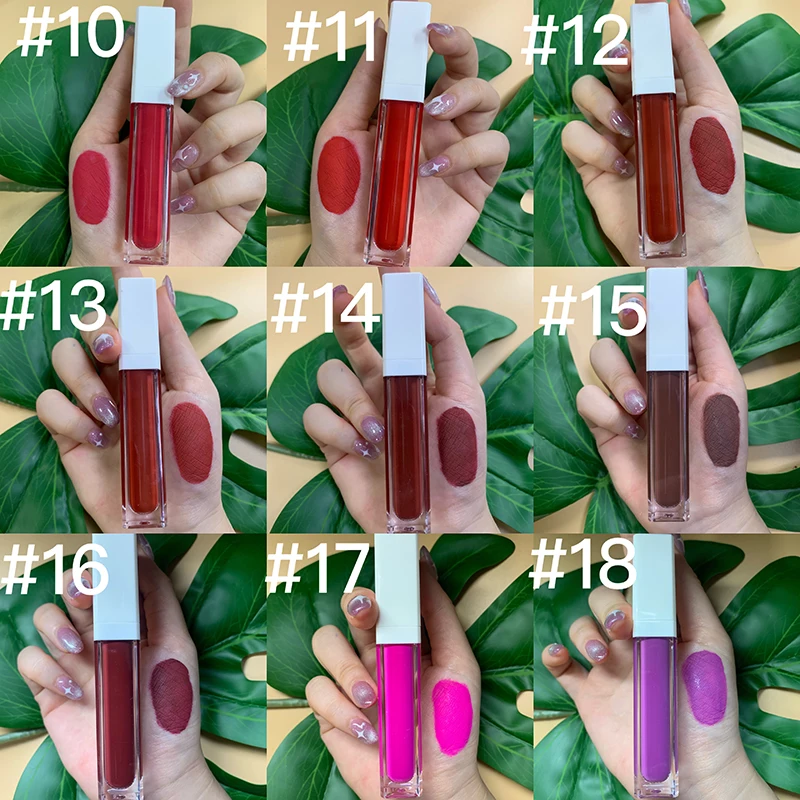  Cosmetic Vegan Matte Waterproof Lipstick Private Label Liquid Lipgloss Low MOQ Cruelty