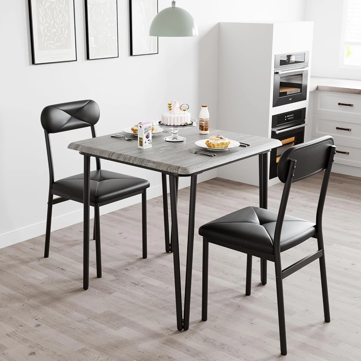 Small Kitchen Dining Table Set for 2 Kitchen Table and Chairs Set of 2 3 Pieces Dining Room Table Set with 2 Upholstered Chairs