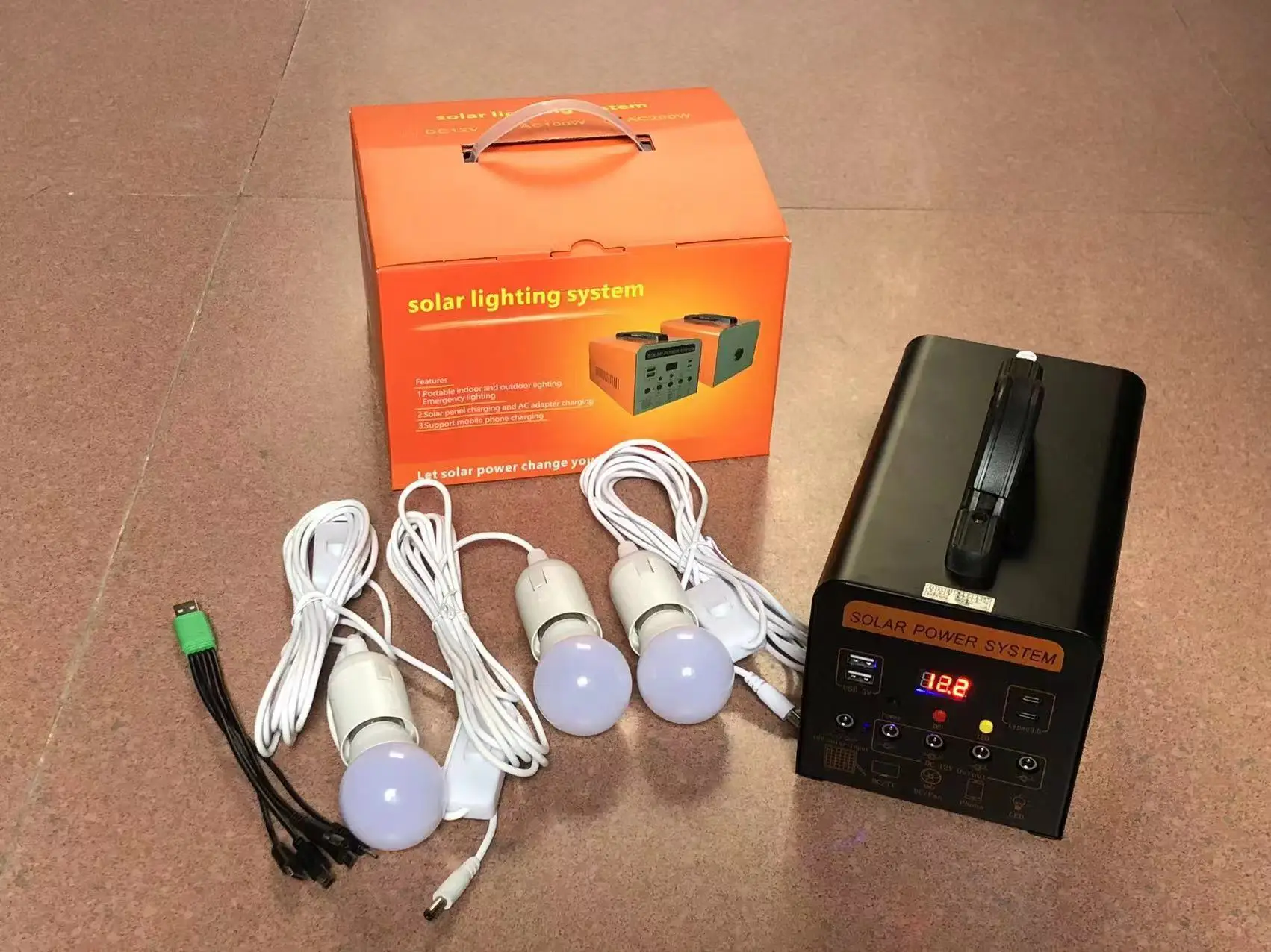 Portable Indoor Mini Solar Power Energy Lighting system for home lighting and phone charging