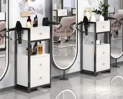 New barber shop cabinet tool table hairdresser special shelf hairdressing floor mirror table cabinet