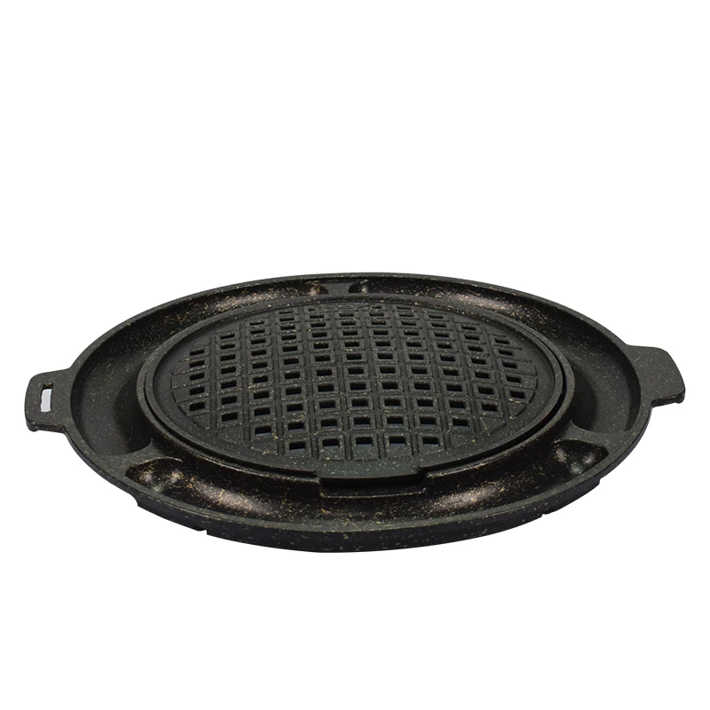 Korean restaurant indoor bbq shop round bbq grill plate commercial non stick bbq pan