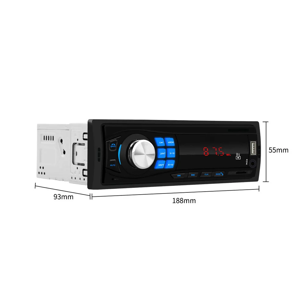 Wholesale New Product 12v Universal Single-Dock Bluetooth Player Tf Card u Disk Fm Car Radio Mp3
