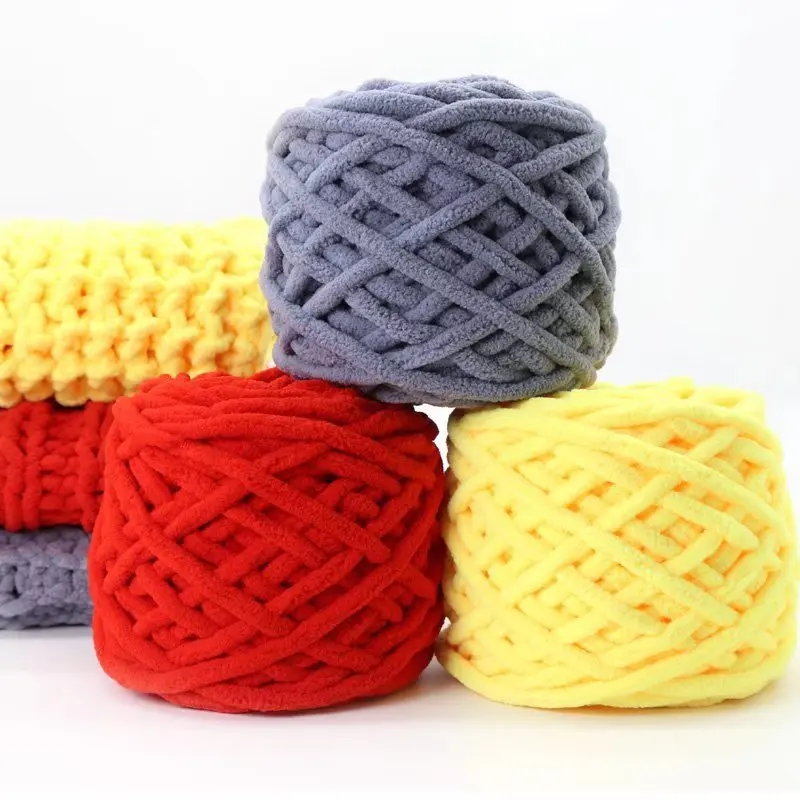 High Quality 2cm Giant Tube Yarn DIY Arm Knitting Throw Blanket Chenille Chunky Yarn