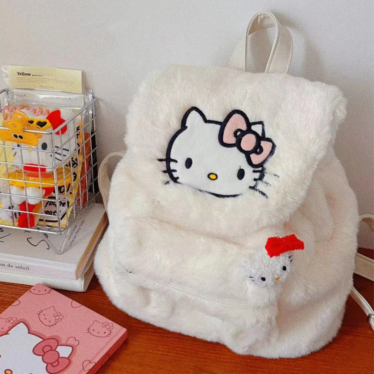 Kawaii sanrios плюшевый рюкзак Мультяшные дизайнерские котята Чучело Рюкзак для девочек hello kitties and friends школьный детский