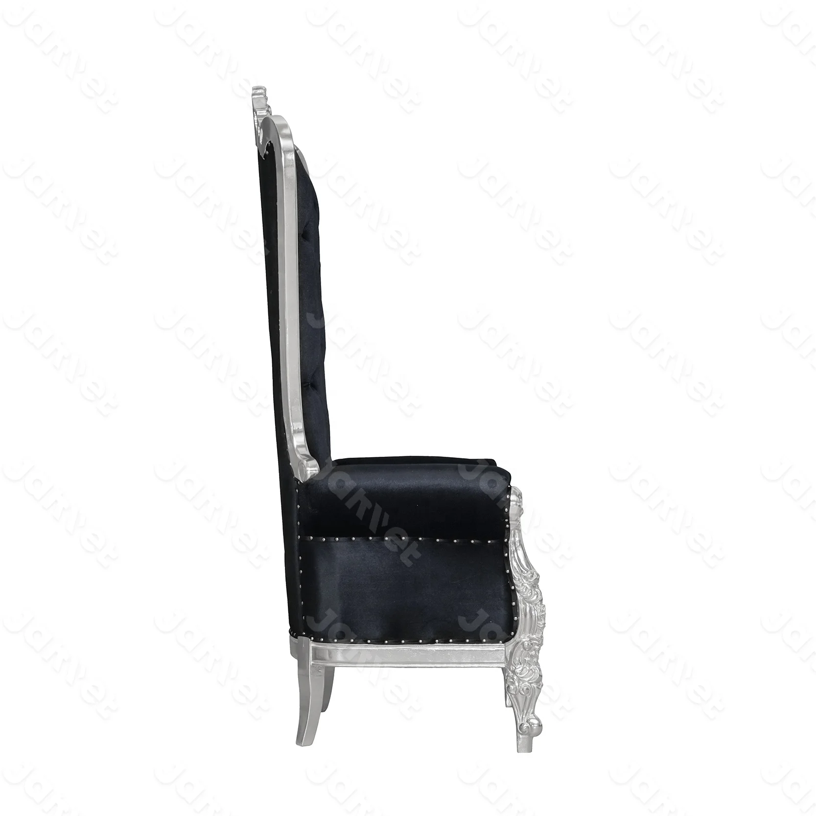 Wholesale Wedding Event High Back Queen Chair Velvet Black and Silver Throne Chairs