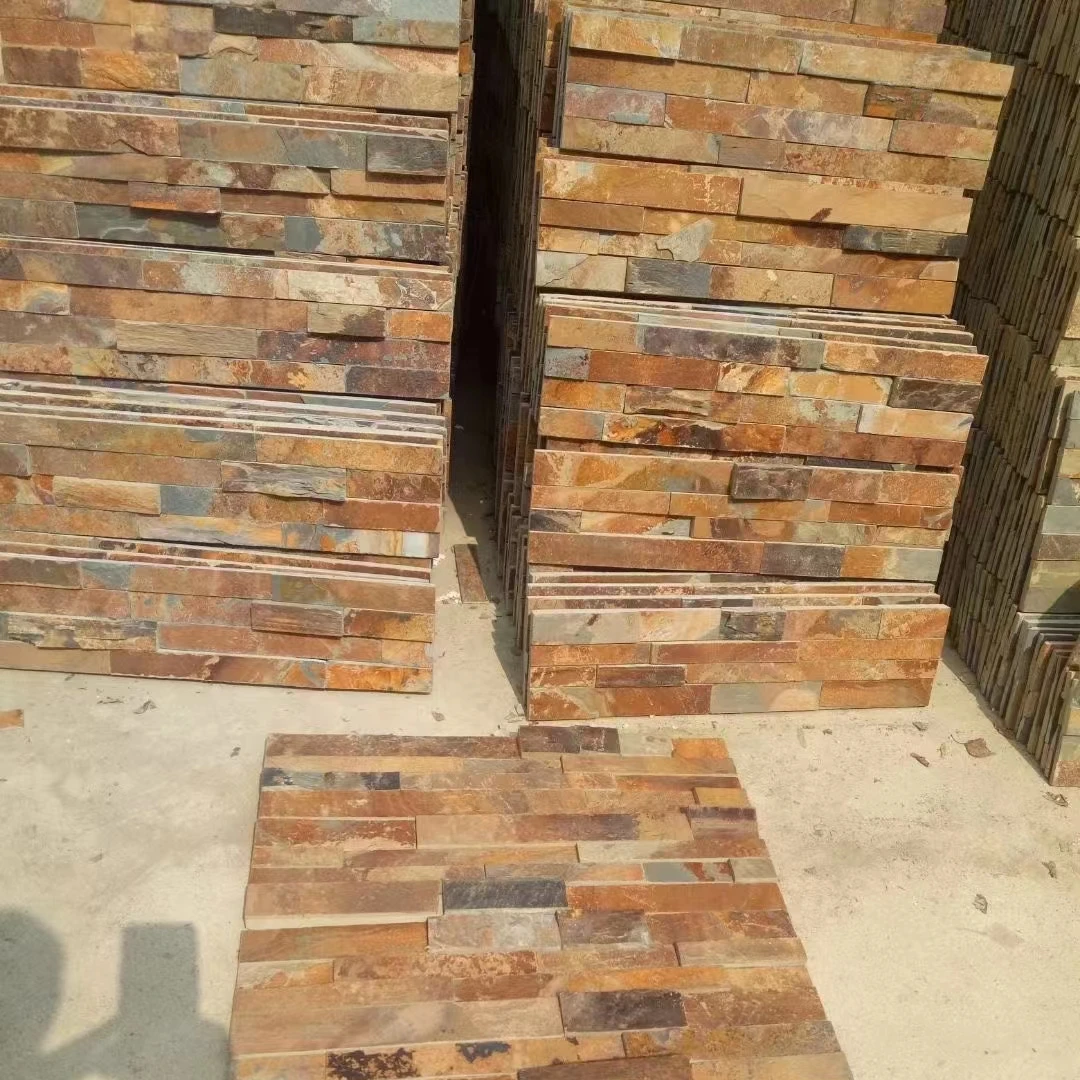 Оптовая продажа лучшее качество украшение для дома художественный настенный камень кирпичи самоклеящийся полосатый тонкий шиферный шпон