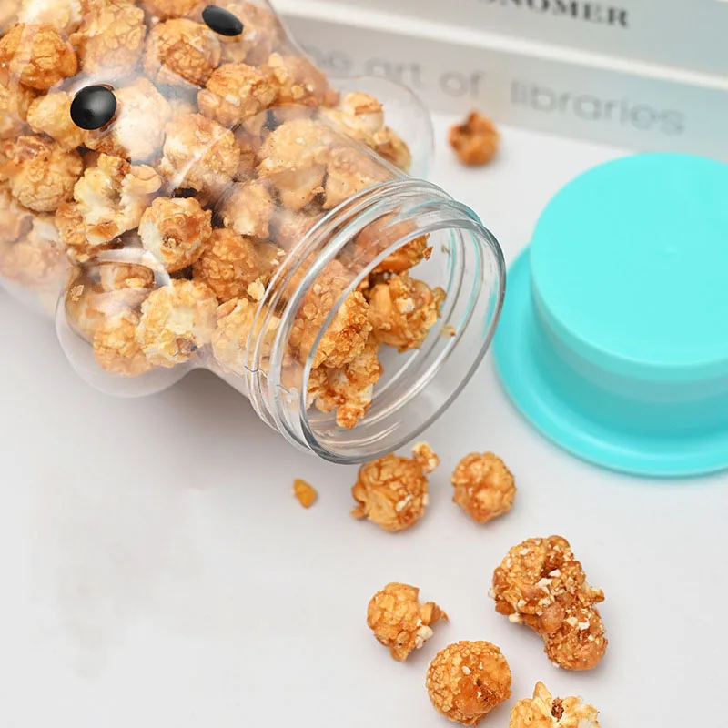32cm wholesale thickened juice drinks bottle bear popcorn plastic jar transparent food grade cartoon creative bottle