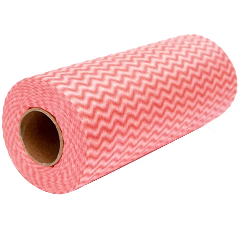 Wavyline colorful non woven spunlace wipes roll for home cleaning