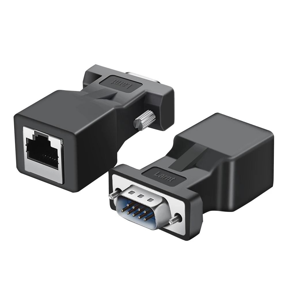 
DB9 to RJ45 Ethernet Adapter for DB9 Serial Connector Computer or Display Device over Network Cable 