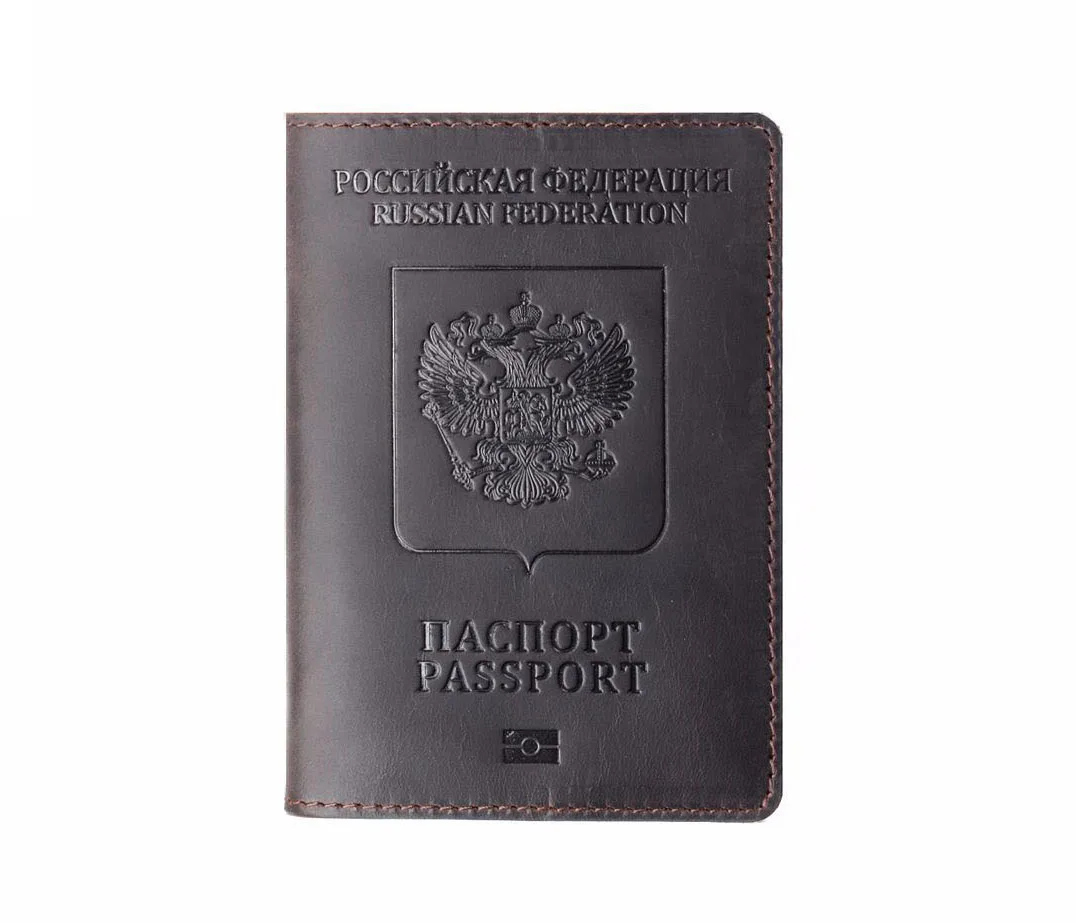 Men Women Travel Vintage Genuine Leather Russian Passport Document Luxury Customized Design Passport Holder Travel Wallet