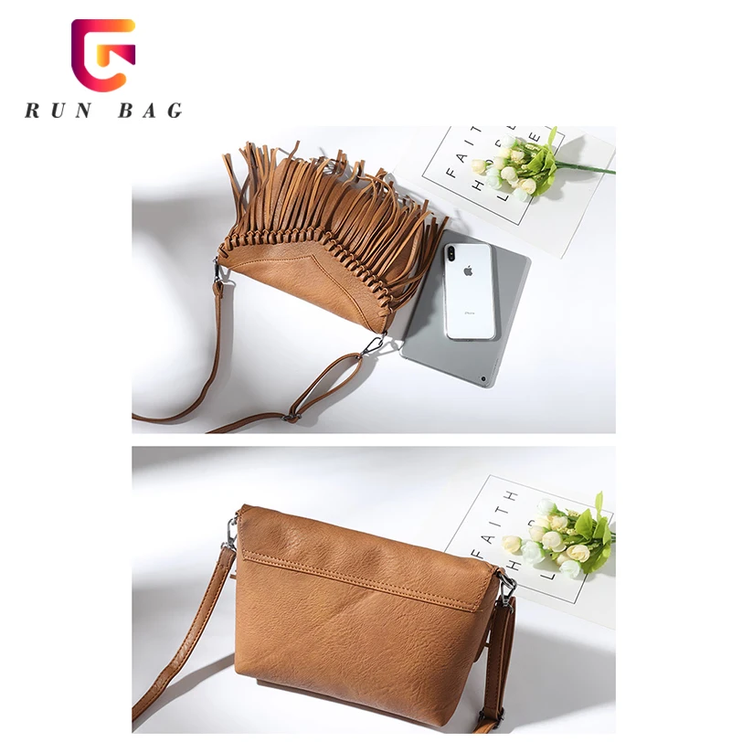 PU Leather Hobo Fringe Crossbody Purse Vintage Small Handbag Tassel Bag For Women