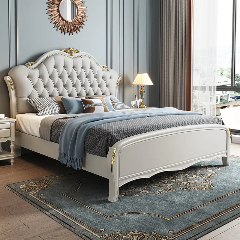 Factory wholesale queen king size bedroom furniture set solid wood wooden beds with storage