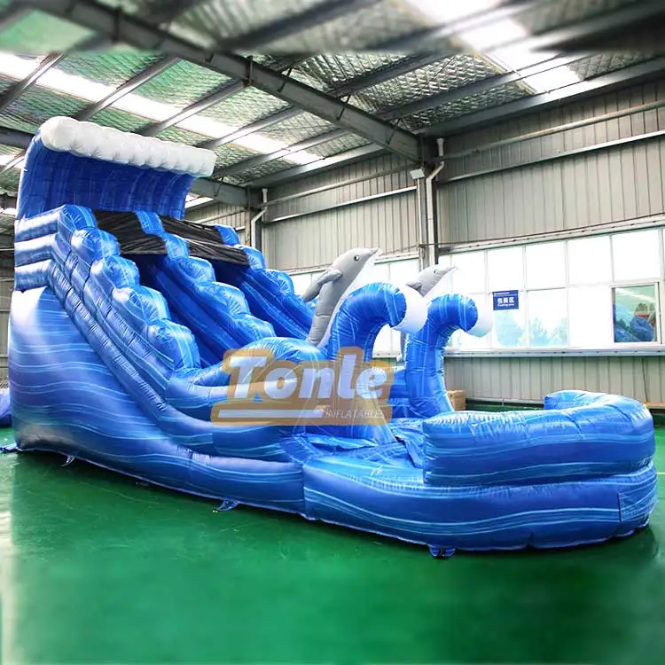 custom commercial kids blue dolphin water slide inflatable water slide for party rental