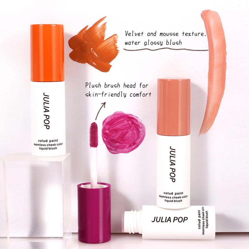 Private Label Long Lasting Vegan Matte Face Lip Eye Cheek Tint Cream Blusher Makeup Custom Natural Rose Face 3d Liquid Blush