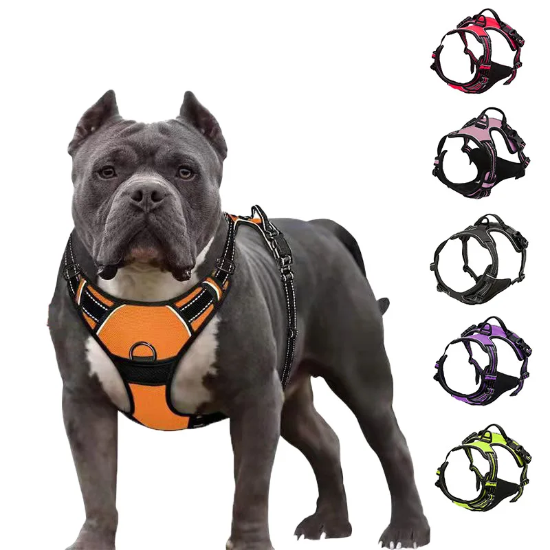 Soft Mesh Nylon Dog Harness Outdoor Adjustable Reflective Quick Release Pet Harness Labrador Bulldog Harness Vest