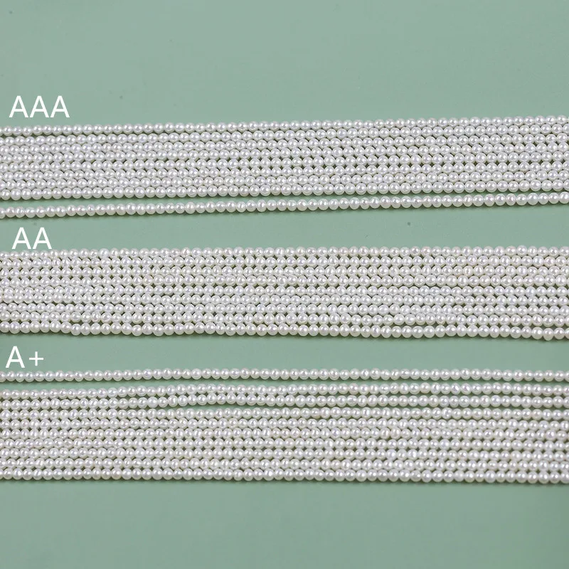 Natural Fashion 2.5-3mm A/AA/AAA Quality Round White Real Freshwater Pearl Strand
