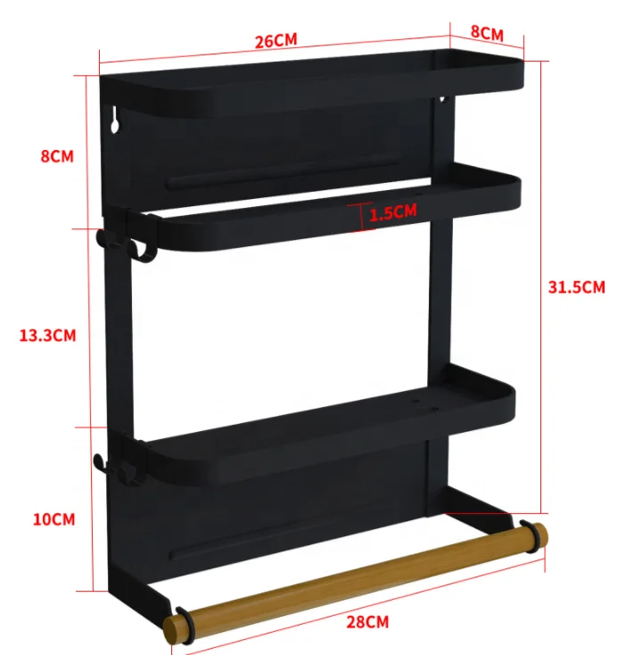 Wholesale Metal Kitchen Fridge Rack Magnetic Organizer Refrigerator Storage Rack