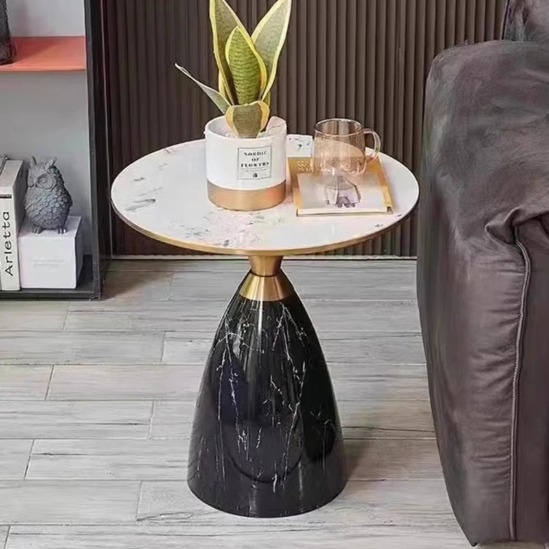 JJ-09 Modern Gold Stainless Steel Leg marble top round living room home furniture luxury side center coffee tea table