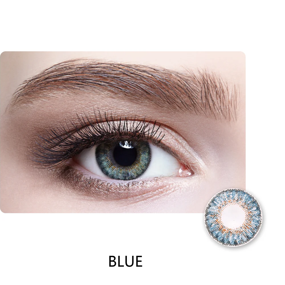 Hot selling color glasses soft ring cosmetics contact lenses 1 year fresh natural appearance blue lenses