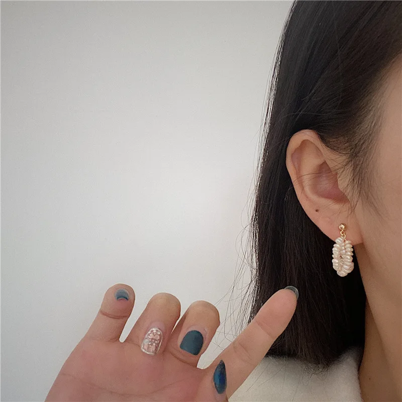 Allergy Free Earrings Baroque Natural Freshwater Pearl Multilayer Earrings French Court Elegant Earrings